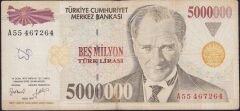 7.Emisyon 5 000 000 Lira A55 467264 Çok Temiz