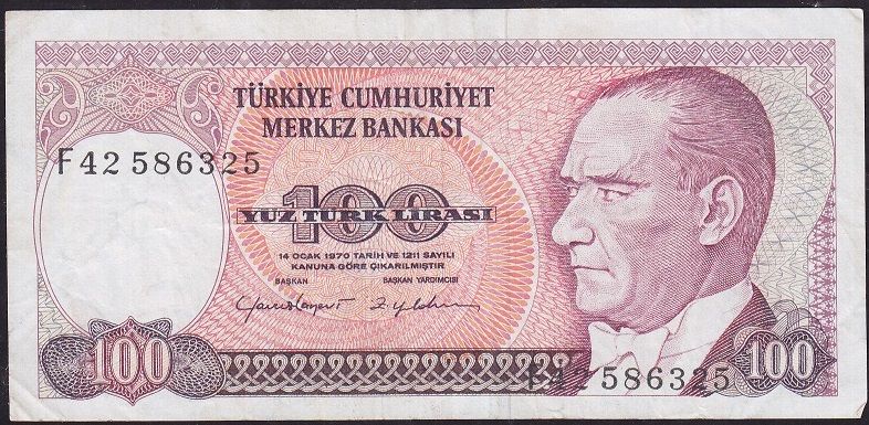 7.Emisyon 2.Tertip 100 Lira F42 586325 Çok Temiz