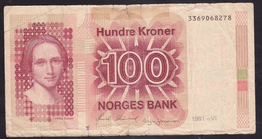 NORVEÇ 100 KRON 1991 HALİYLE