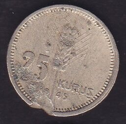 1945 Yılı 25 Kuruş Haliyle