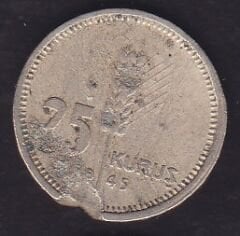 1945 Yılı 25 Kuruş Haliyle