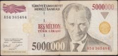 7.Emisyon 5 000 000 Lira A54 365484 Temiz