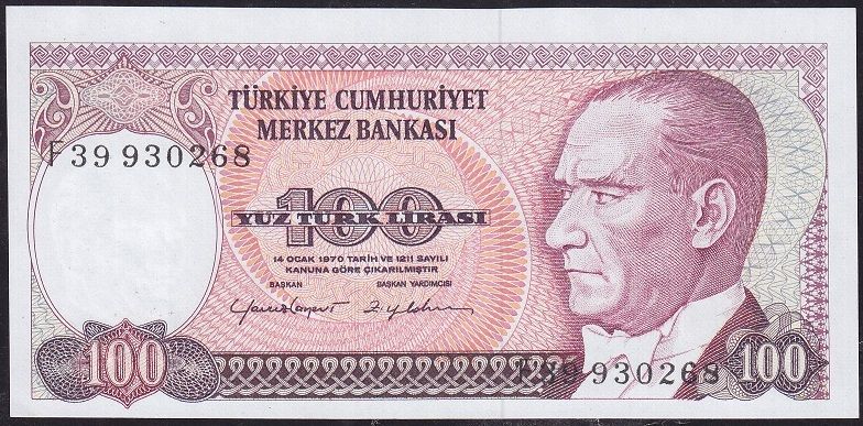 7.Emisyon 2.Tertip 100 Lira F39 930268 Çilaltı Çil