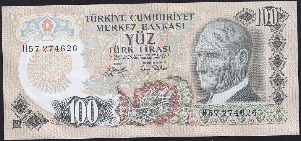 6.Emisyon 2.Tertip 100 Lira H57 274626 Çok Çok Temiz+