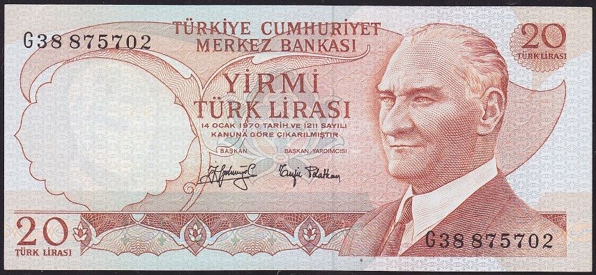 6.Emisyon 3.Tertip 20 Lira G38 875702 Çilaltı