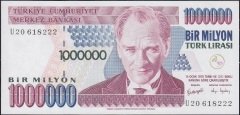 7.Emisyon 3.Tertip 1 000 000 Lira U20 618222 Çil