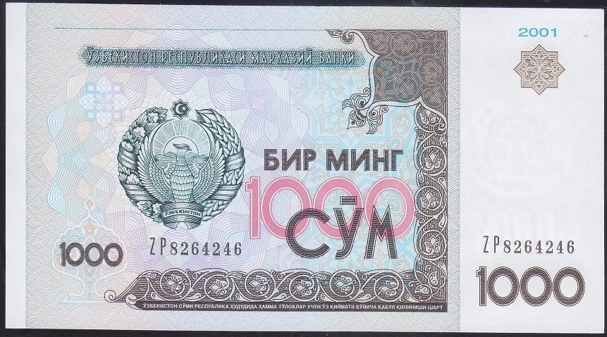 Özbekistan 1000 Cym 2001 Çil Pick 82R - ZP Serisi Replacement