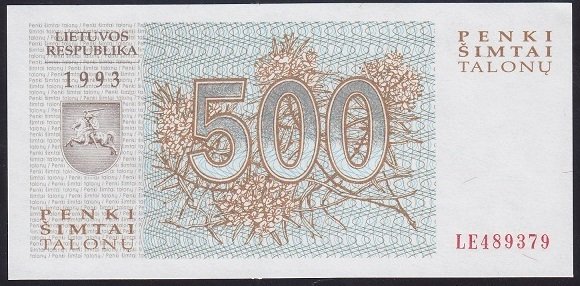 Litvanya 500 Talonu 1993 Çil Pick 46