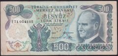 6.Emisyon 2.Tertip 500 Lira E71 054105 Çok Temiz