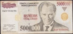 7.Emisyon 5 000 000 Lira A49 755676 Çok Temiz