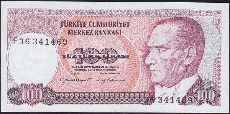 7.Emisyon 2.Tertip 100 Lira F36 341469 Çilaltı