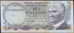 6.Emisyon 2.Tertip 5 Lira G71 262459 Çilaltı