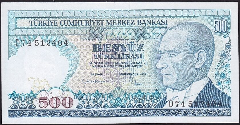 7.Emisyon 2.Tertip 500 Lira D74 512404 Çilaltı Çil