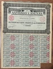 Hisse Senedi - SANTİAGO Y ANEXAS 1925 ( 42 X 32 cm )