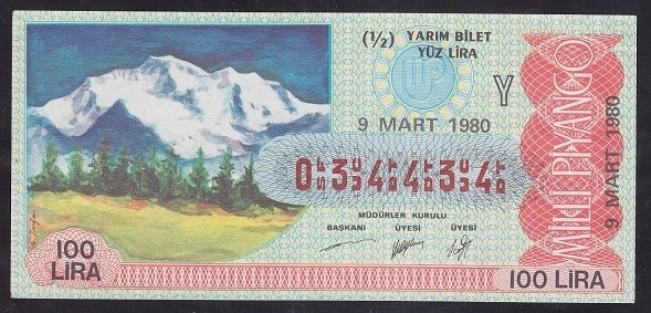 1980 9 MART YARIM BİLET - Y SERİSİ