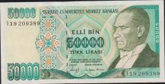 7.Emisyon 1.Tertip 50000 Lira I19 209389 Ççt Çilaltı