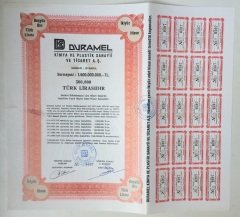 DURAMEL HİSSE SENEDİ 500 BİN LİRA HALİYLE
