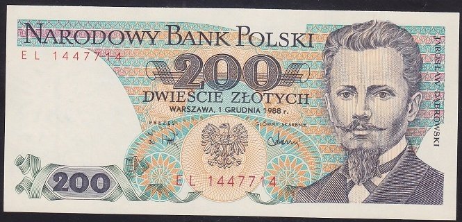 POLONYA 200 ZLOTY 1988 ÇİL eski kağıt para fiyatları