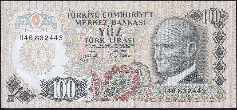 6.Emisyon 2.Tertip 100 Lira H46 832443 Çil
