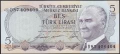 6.Emisyon 1.Tertip 5 Lira D87 409404 Çilaltı Çil
