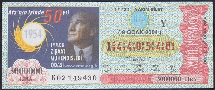 2004 9 OCAK YARIM BİLET Y SERİSİ
