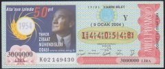 2004 9 OCAK YARIM BİLET Y SERİSİ