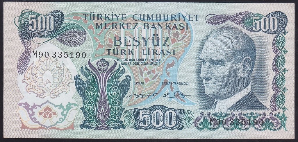6.EMİSYON 2.TERTİP 500 LİRA M90 3351 90 ÇÇT