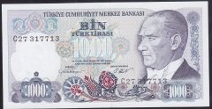 7.EMİSYON 1.TERTİP 1000 LİRA C27 317713 ÇİL 6,LI BLOK RADAR