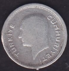 1935 Yılı 25 Kuruş Gümüş Kulptan Çıkma