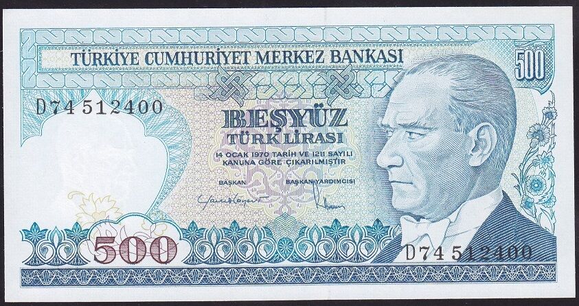 7.Emisyon 2.Tertip 500 Lira D74 512400 Çil
