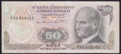 6.EMİSYON 1.TERTİP 50 LİRA F61 314201 ÇOK TEMİZ