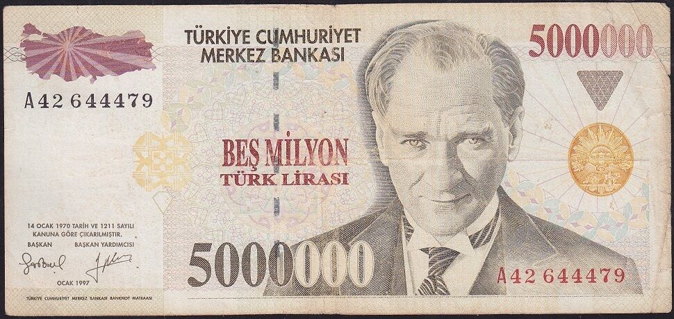 7.Emisyon 5 000 000 Lira A42 644479 Temiz