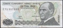 7.Emisyon 2.Tertip 10 Lira E71 317333 Çok Temiz