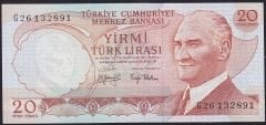 6.Emisyon 3.Tertip 20 Lira G26 132891 Çil
