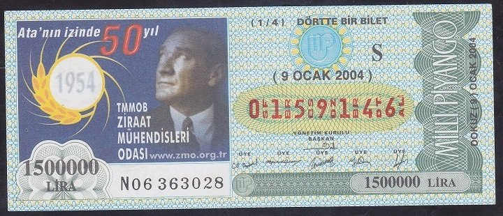 2004 9 OCAK ÇEYREK BİLET S SERİSİ