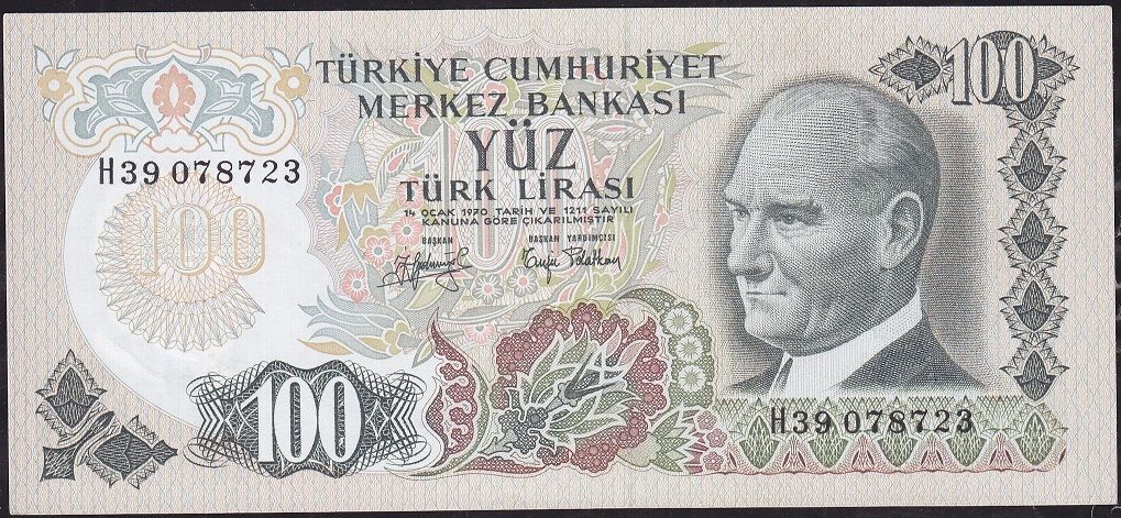 6.Emisyon 2.Tertip 100 Lira H39 078723 Çilaltı