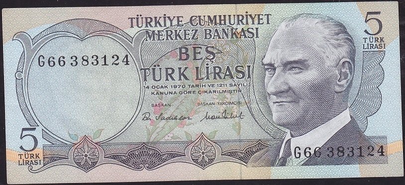 6.Emisyon 2.Tertip 5 Lira G66 383124 Çok Çok Temiz+
