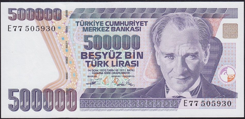 7.Emisyon 3.Tertip 500000 Lira E77 505930 Çilaltı Çil