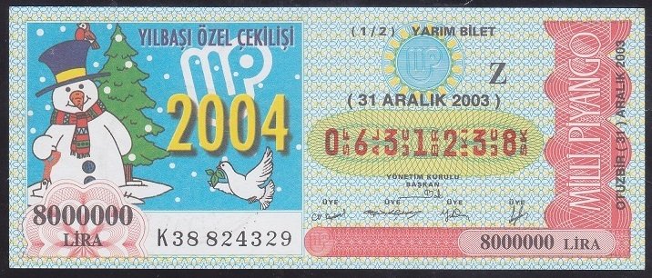 2003 31 ARALIK YARIM BİLET Z SERİSİ