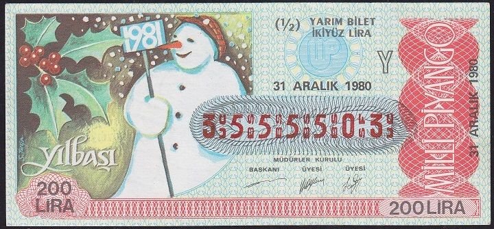 1980 31 Aralık Yarım Bilet - Y Serisi