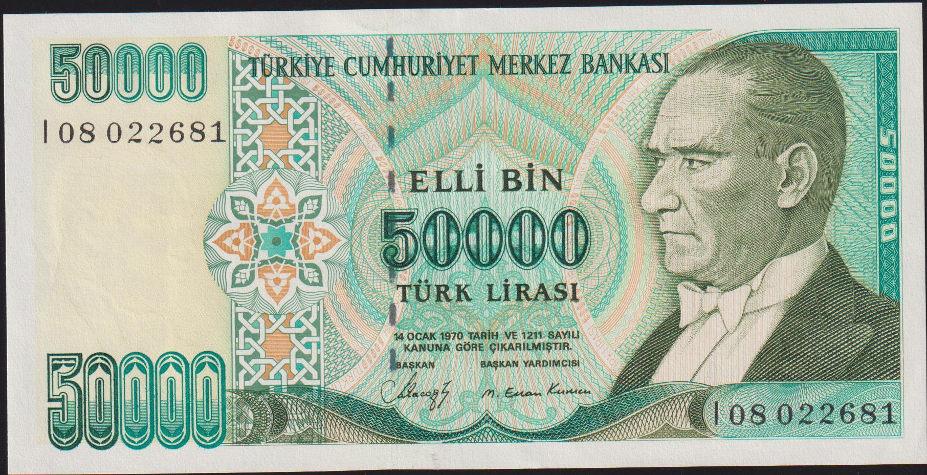 7.Emisyon 1.Tertip 50000 Lira I08 022681 Ççt Çilaltı