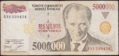 7.Emisyon 5 000 000 Lira A32 539424 Çok Temiz