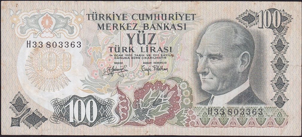 6.Emisyon 2.Tertip 100 Lira H33 803363 Temiz