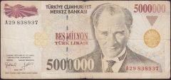 7.Emisyon 5 000 000 Lira A29 838937 Temiz