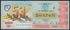 1992 19 TEMMUZ YARIM BİLET Z SERİSİ