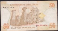 8.Emisyon 50 YTL D34 329804 Çok Temiz