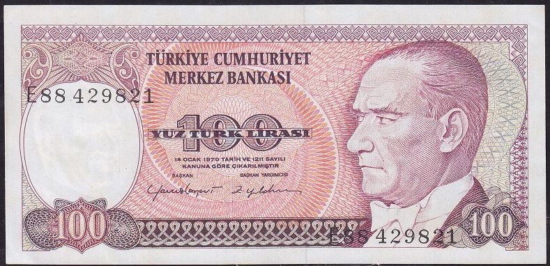 7.Emisyon 2.Tertip 100 Lira E88 429821 Çilaltı Çil