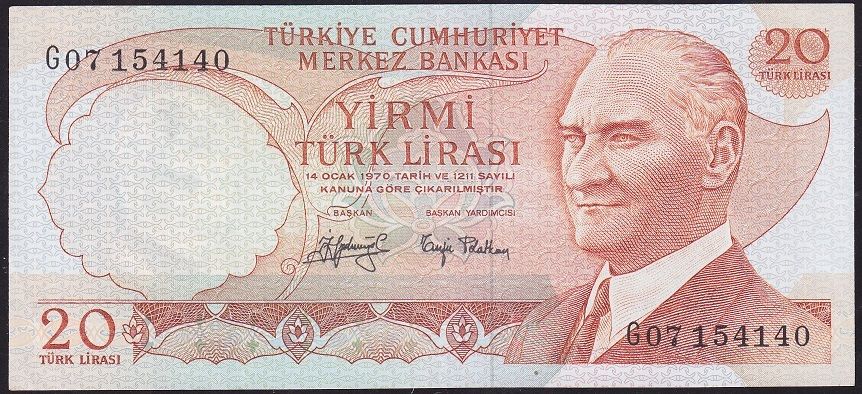6.Emisyon 3.Tertip 20 Lira G07 154140 Çok Çok Temiz