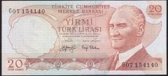 6.Emisyon 3.Tertip 20 Lira G07 154140 Çok Çok Temiz