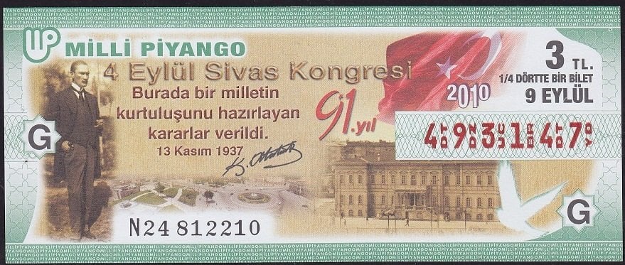 2010 9 Eylül Çeyrek Bilet - G Serisi